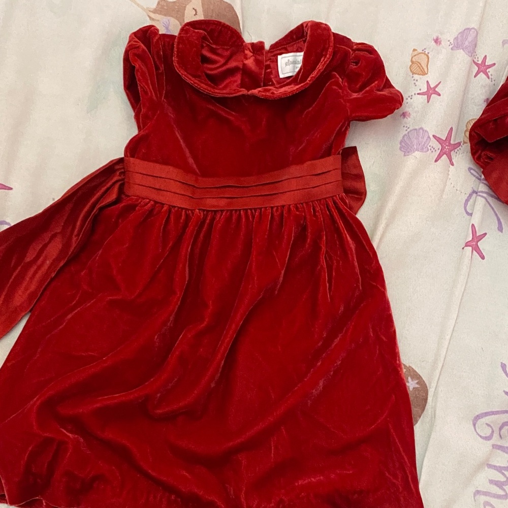 Elegant Velvet Kids Dress in Rich Red